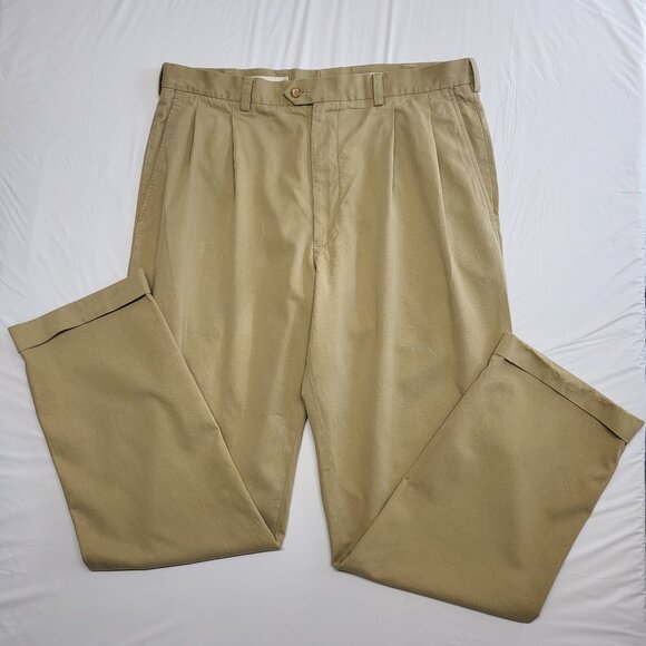 Vintage John Nordstrom Pants Y2K Mens 38 x 34 Pleated Cuffed Hem Cotton Tencel - Picture 1 of 16